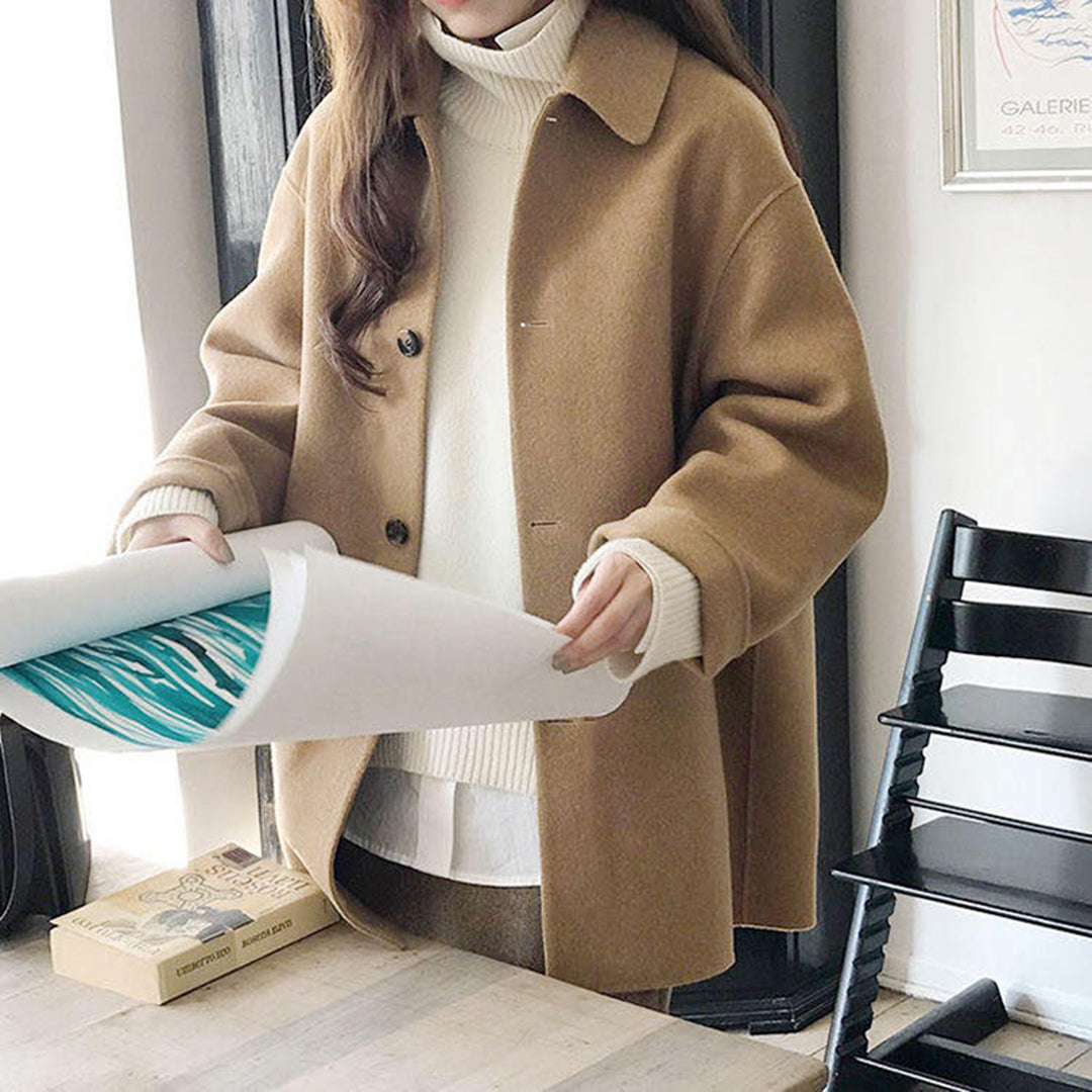 Vibonanza | Dames Camel Trenchcoat Wolmix