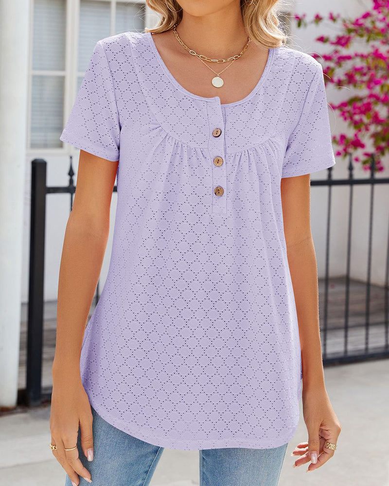 Vibonanza | Damesblouse Katoen Korte Mouw Met Print