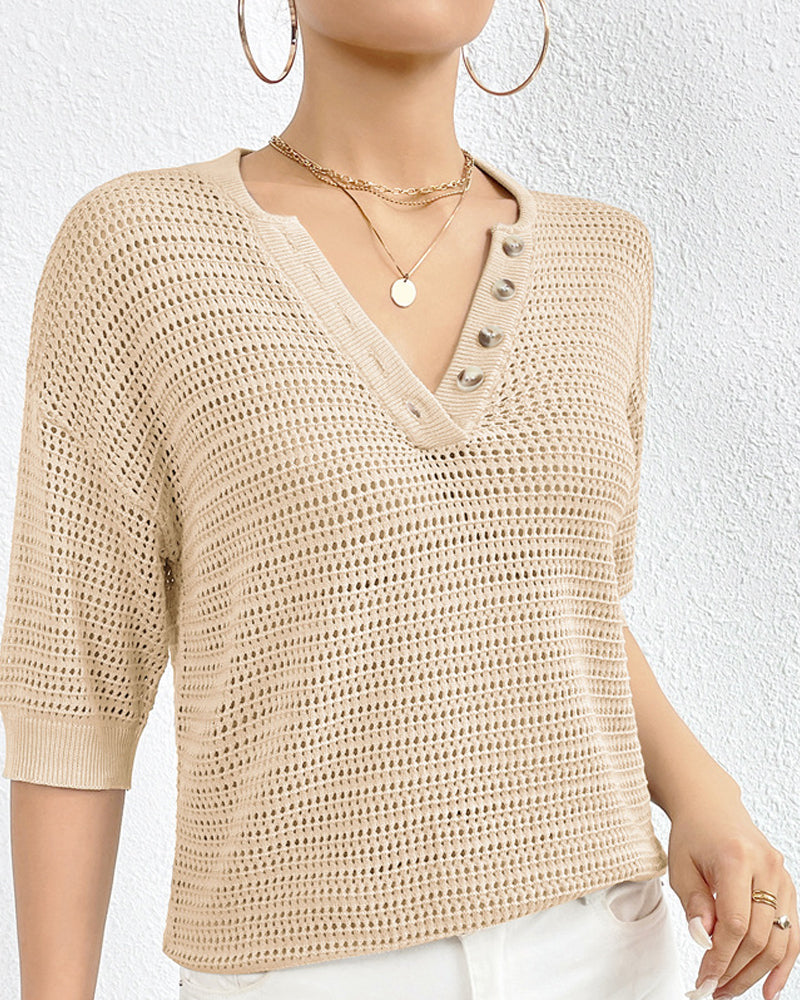 Vibonanza | Damesblouse V-hals Korte Mouw