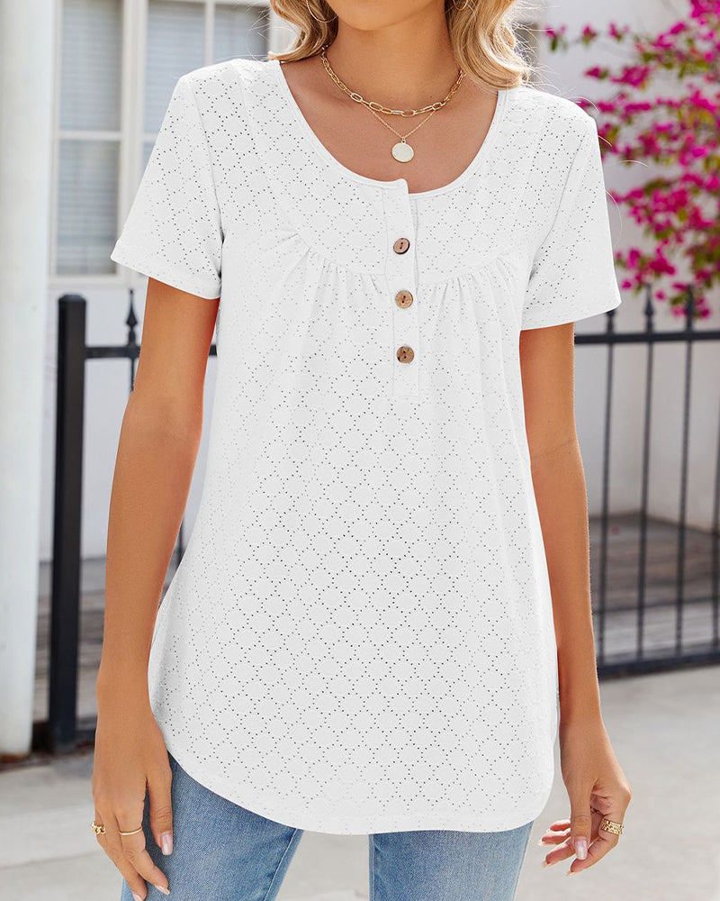 Vibonanza | Damesblouse Katoen Korte Mouw Met Print