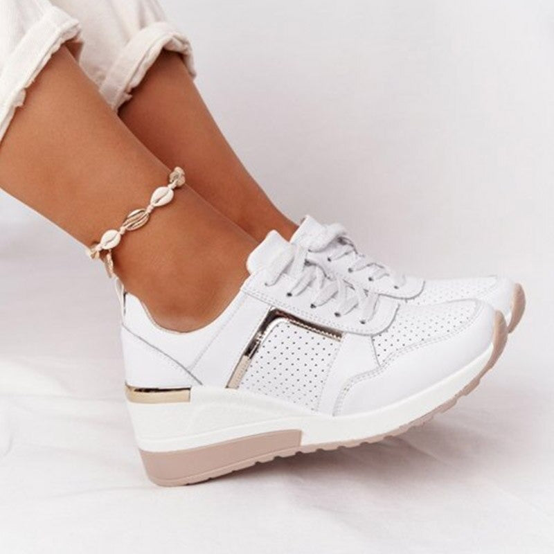 Vibonanza | Orthopedische Beige Wedge Sneakers Dames