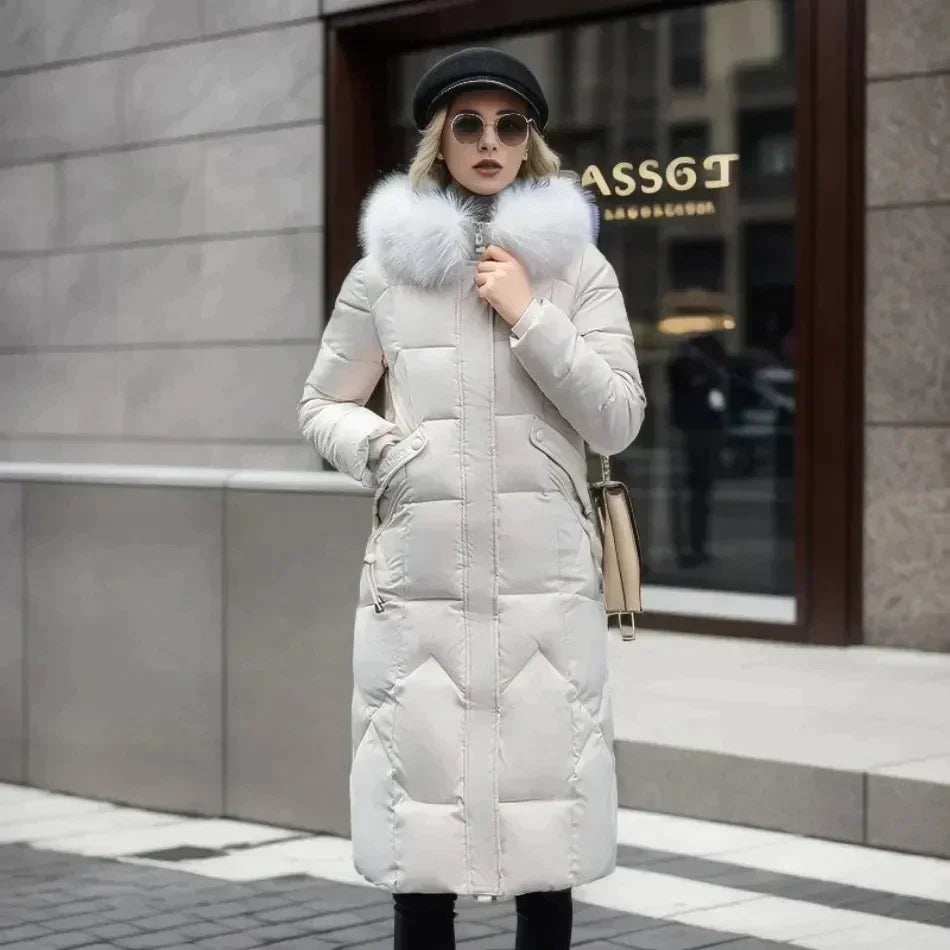 Vibonanza | Dames Gewatteerde Winterjas Met Imitatiebont