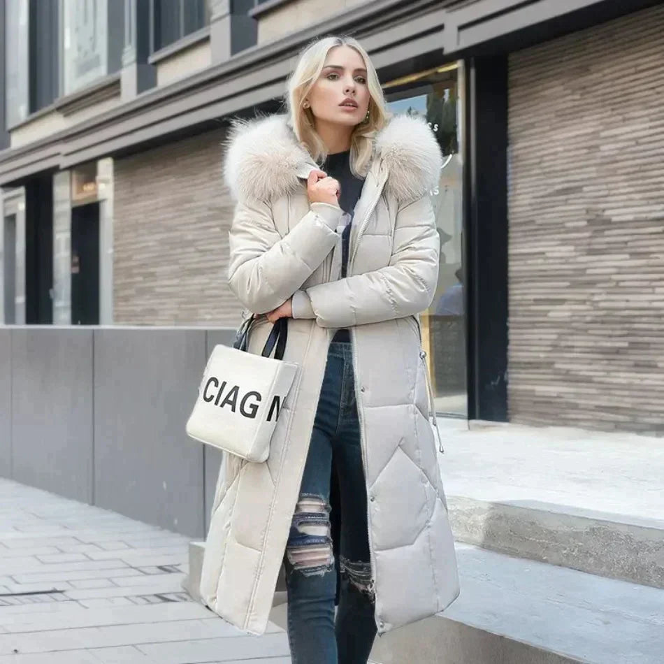 Vibonanza | Dames Gewatteerde Winterjas Met Imitatiebont