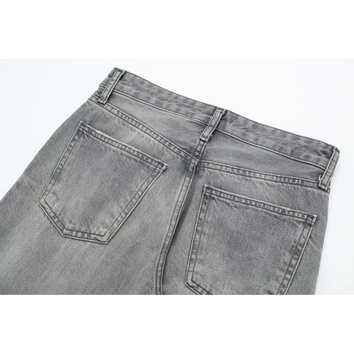 Vibonanza | Grijze Hoge Taille Jeans Rechte Pijp Dames