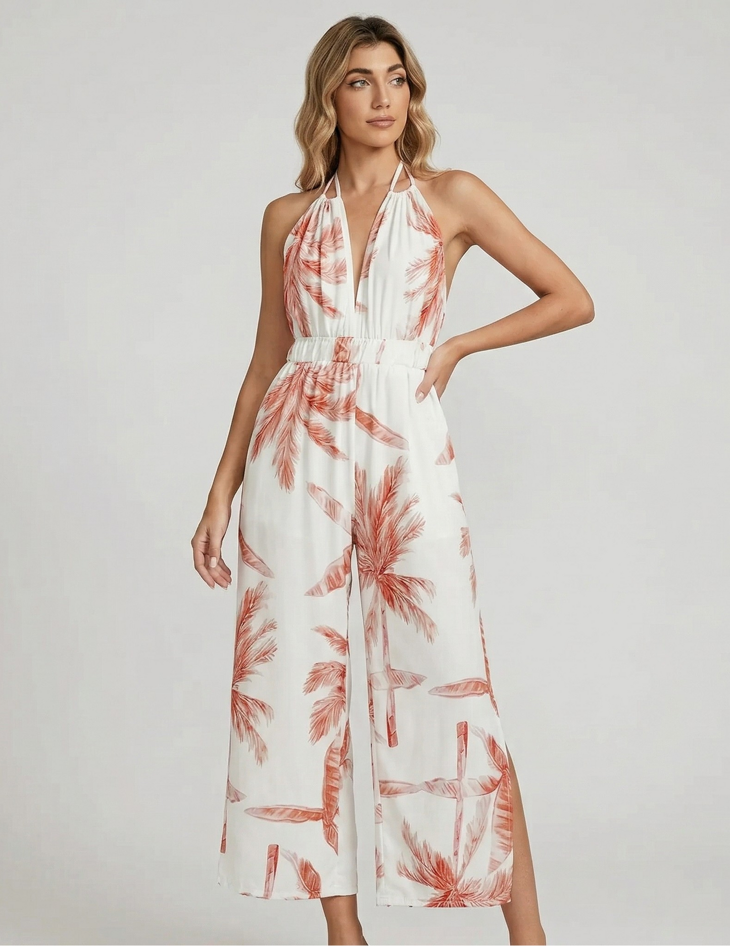 Vibonanza | Elegante Halter Bloemenprint Jumpsuit Dames