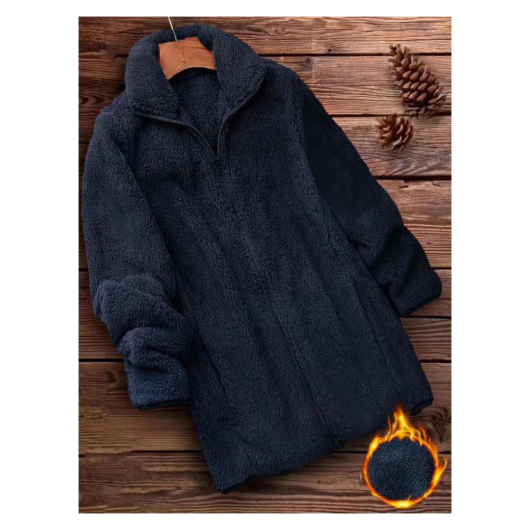 Vibonanza | Dames Lange Winterjas Teddy met Ritssluiting