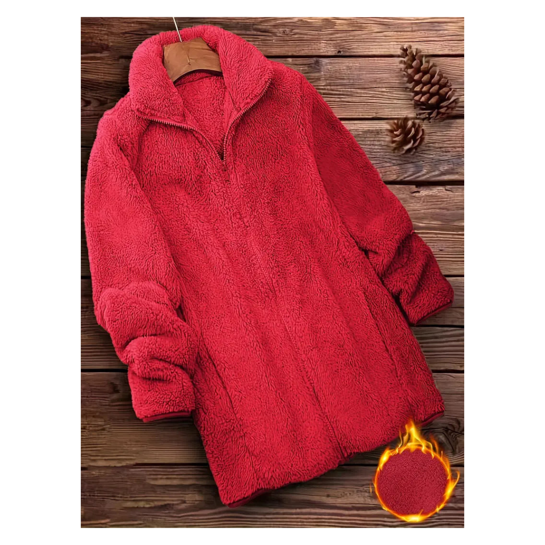 Vibonanza | Dames Lange Winterjas Teddy met Ritssluiting