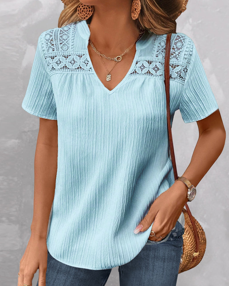 Vibonanza | Dames T-shirt V-hals Korte Mouwen