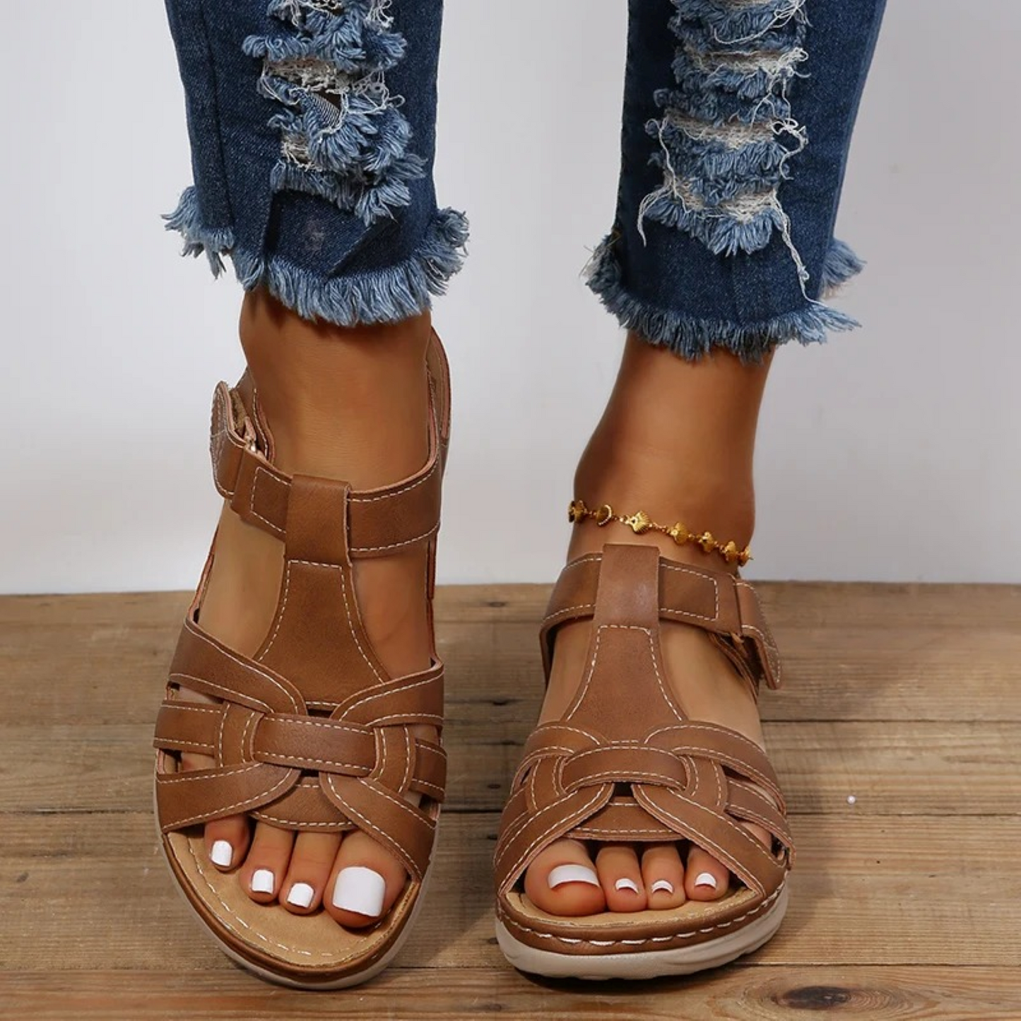 Vibonanza | Dames Suède Sandalen met Verstelbare Bandjes