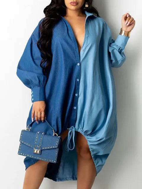 Vibonanza | Plus-Size Jurk Lange Mouwen Patchwork