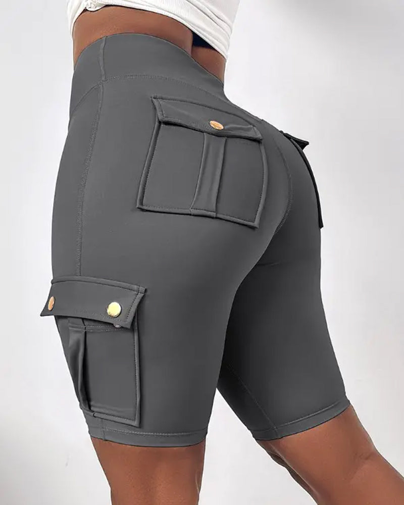 Vibonanza | Dames Korte Broek Hoge Taille met Cargo Zakken