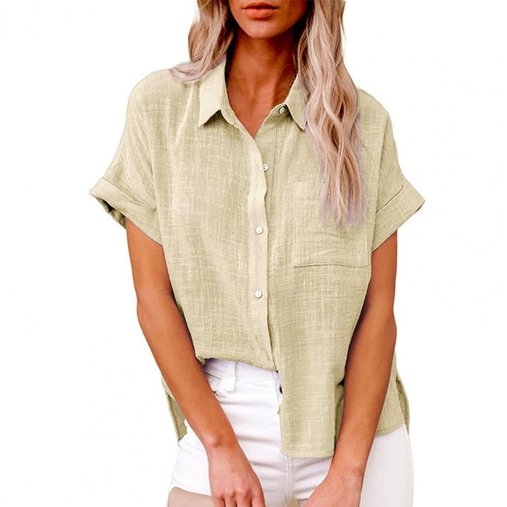 Vibonanza | Dames Zomerblouse Linnen Korte Mouw