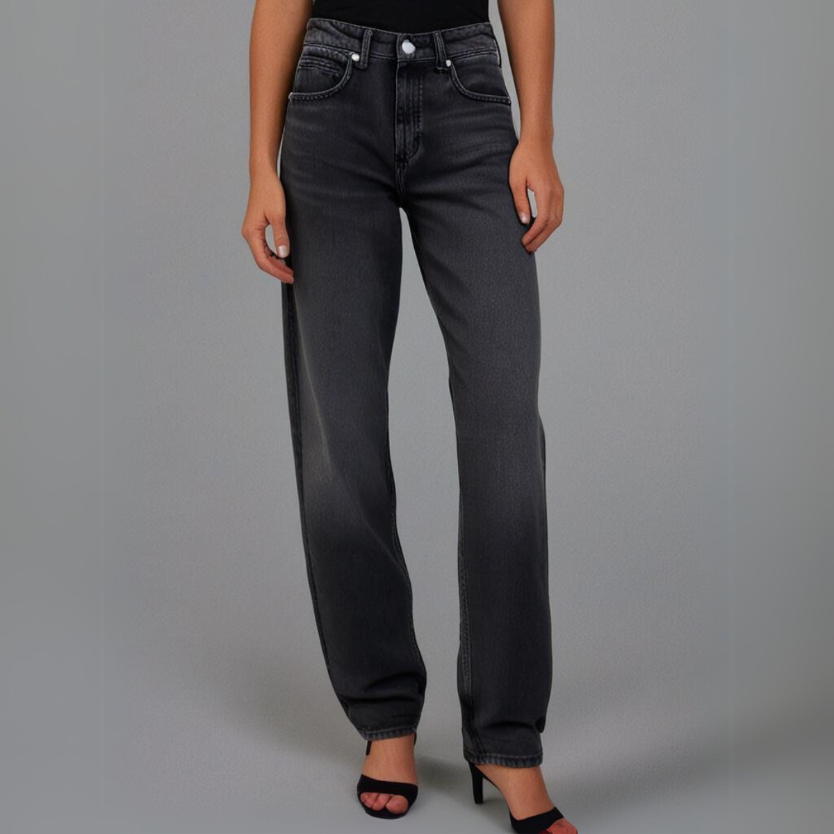 Vibonanza | Zwarte Hoge Taille Dames Jeans
