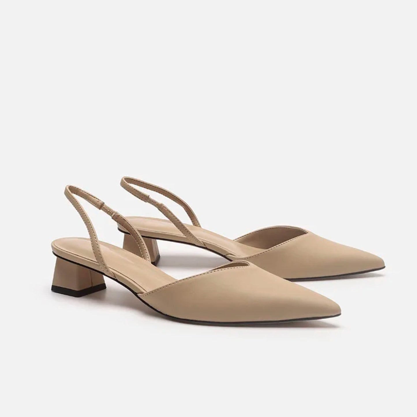 Vibonanza | Beige Leren Slingback Pumps Dames