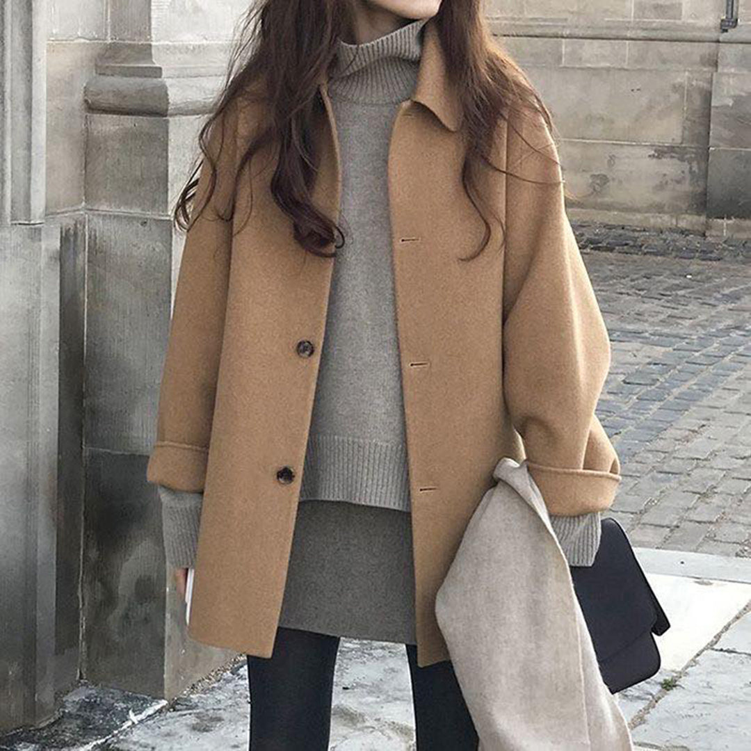 Vibonanza | Dames Camel Trenchcoat Wolmix