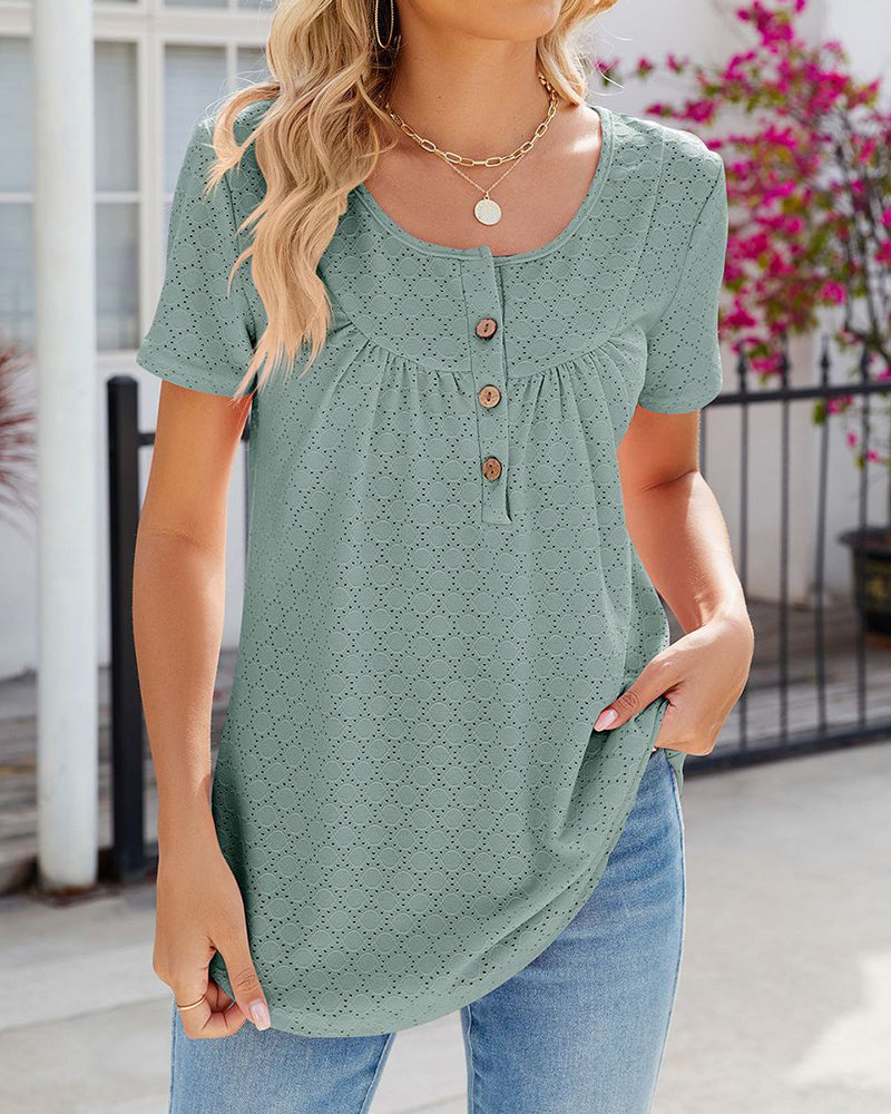Vibonanza | Damesblouse Katoen Korte Mouw Met Print