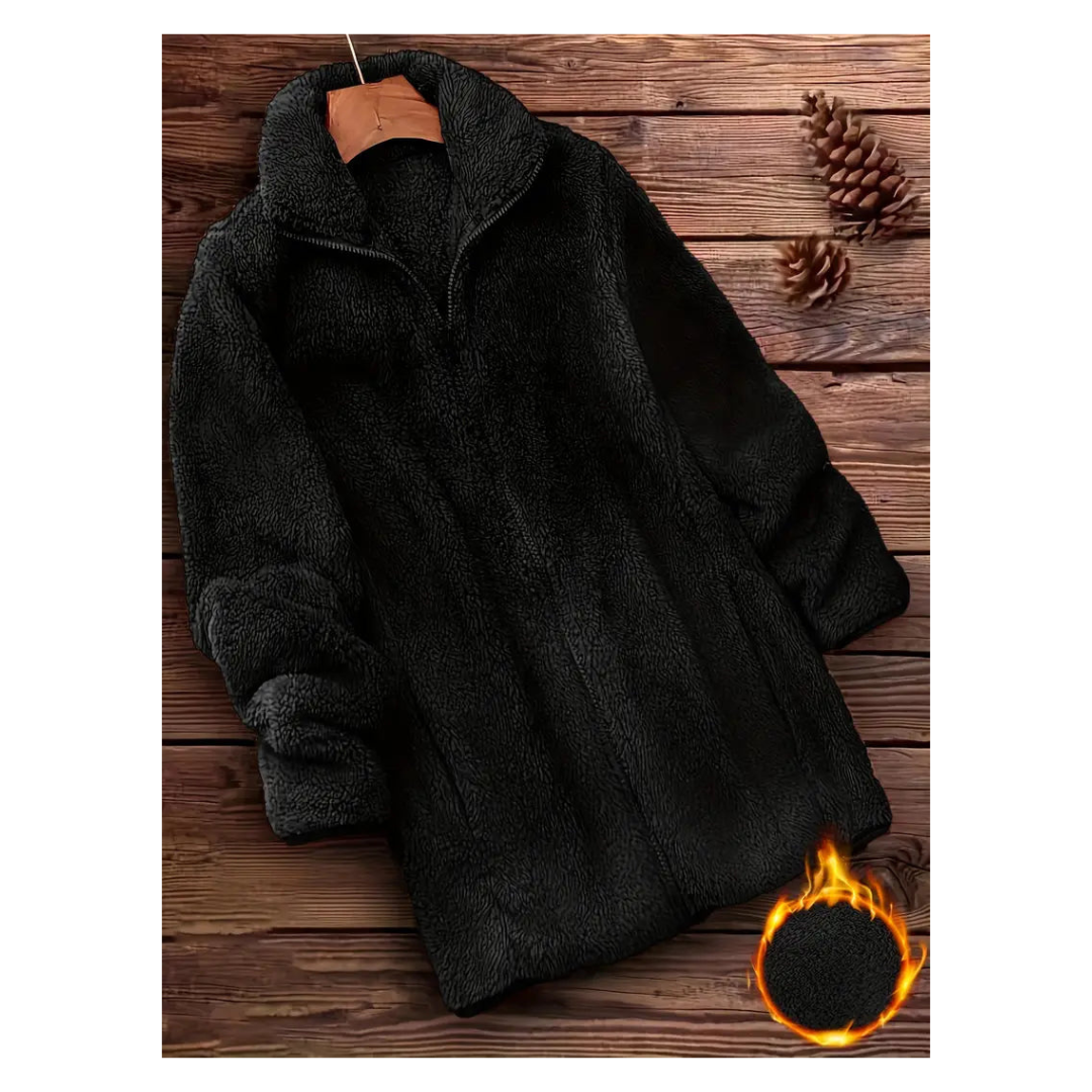 Vibonanza | Dames Lange Winterjas Teddy met Ritssluiting