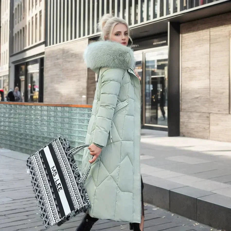 Vibonanza | Dames Gewatteerde Winterjas Met Imitatiebont