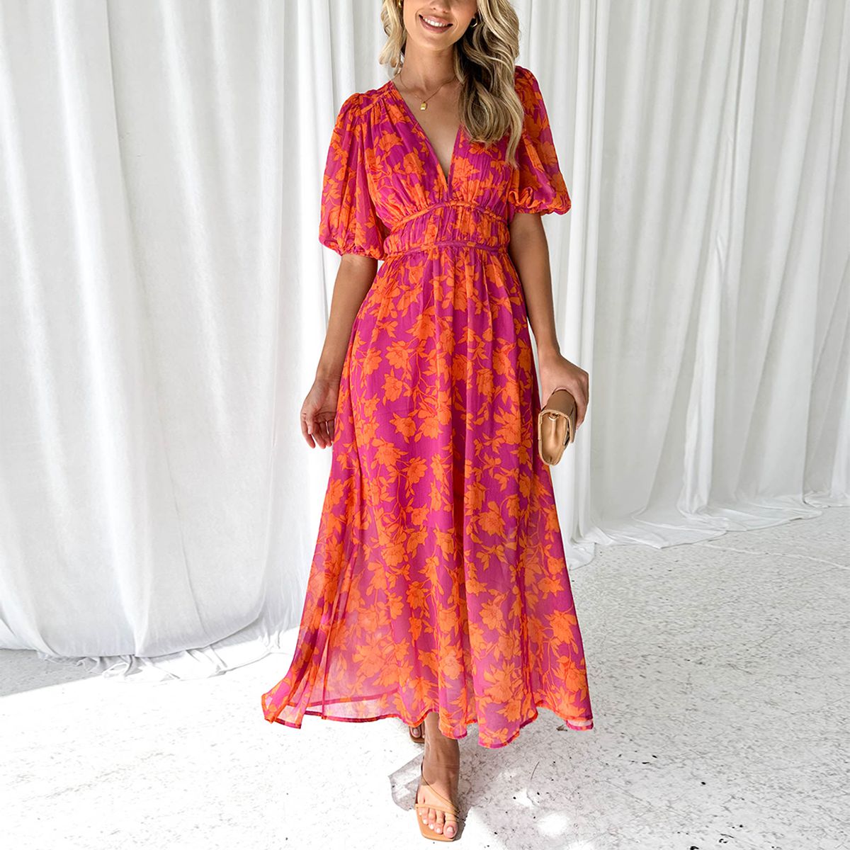 Vibonanza | Elegante Zomerjurk met Bloemenprint