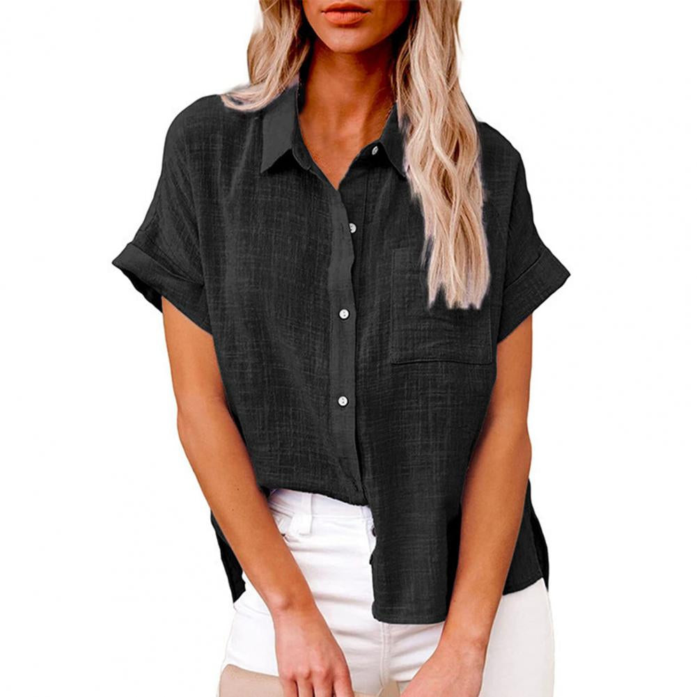 Vibonanza | Dames Zomerblouse Linnen Korte Mouw