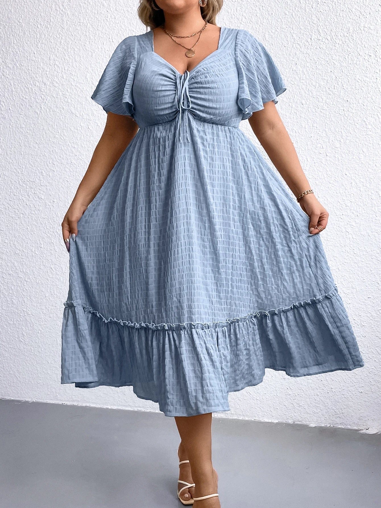 Vibonanza | Plus Size Zomerjurk Hartvormige Halslijn