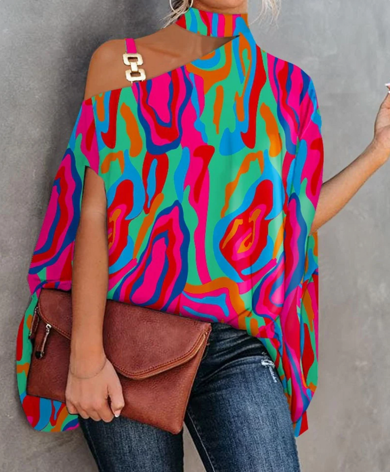 Vibonanza | Asymmetrische Vrouwentop met Geometrisch Patroon