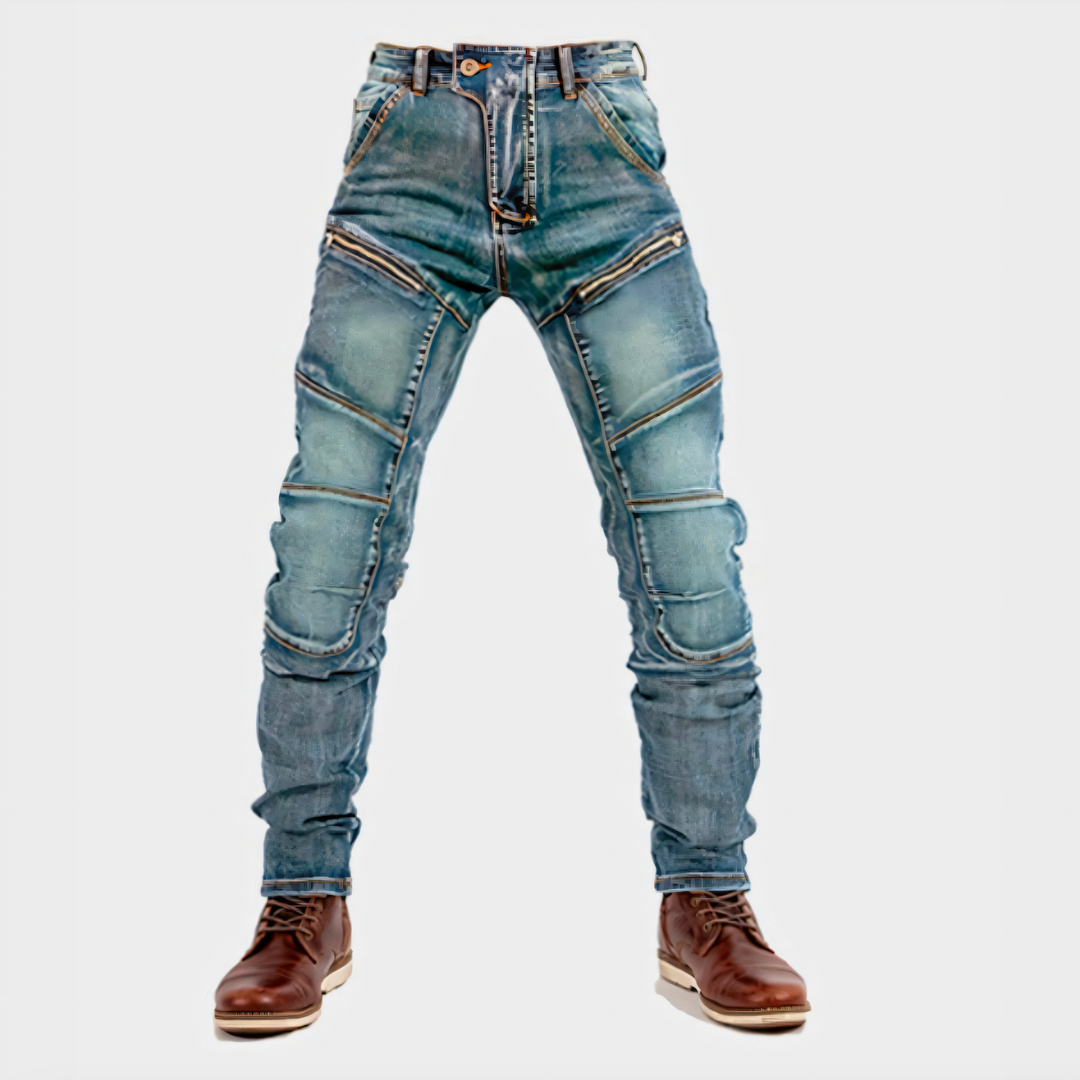 Vibonanza | Heren Stretch Jeans Slim Fit Vintage Moto Stijl