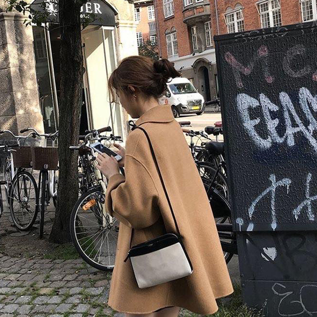 Vibonanza | Dames Camel Trenchcoat Wolmix