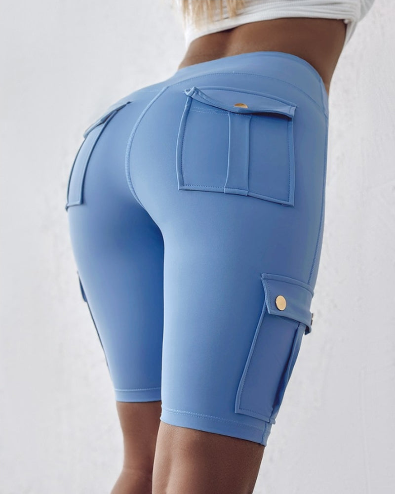 Vibonanza | Dames Korte Broek Hoge Taille met Cargo Zakken
