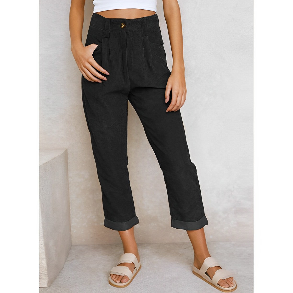 Vibonanza | Vintage Hoge Taille Corduroy Broek