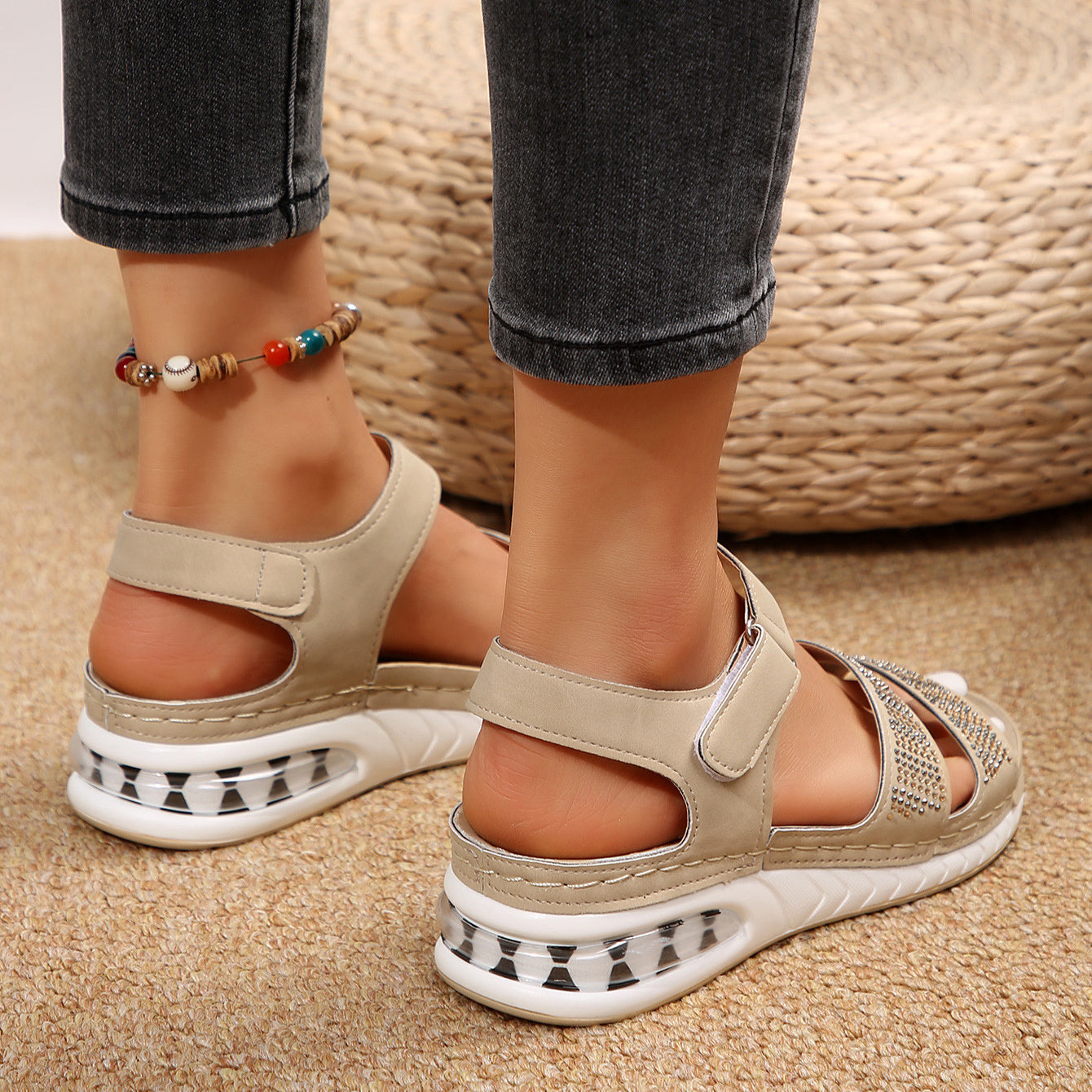 Vibonanza | Dames Sandalen Gladiatorstijl Strass Decoratie