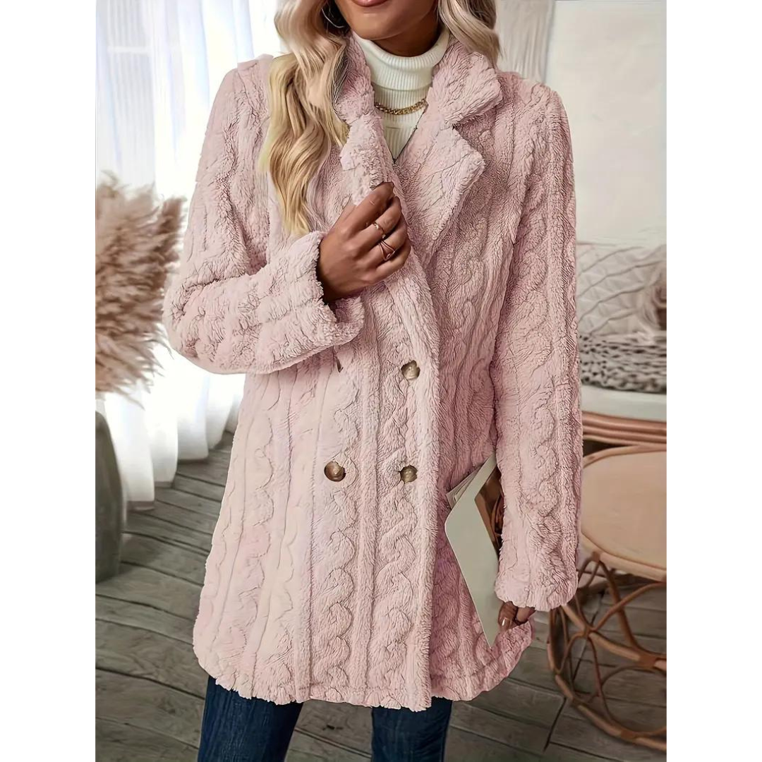 Vibonanza | Dames Pastelroze Gebreide Mantel