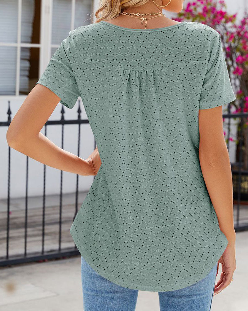 Vibonanza | Damesblouse Katoen Korte Mouw Met Print