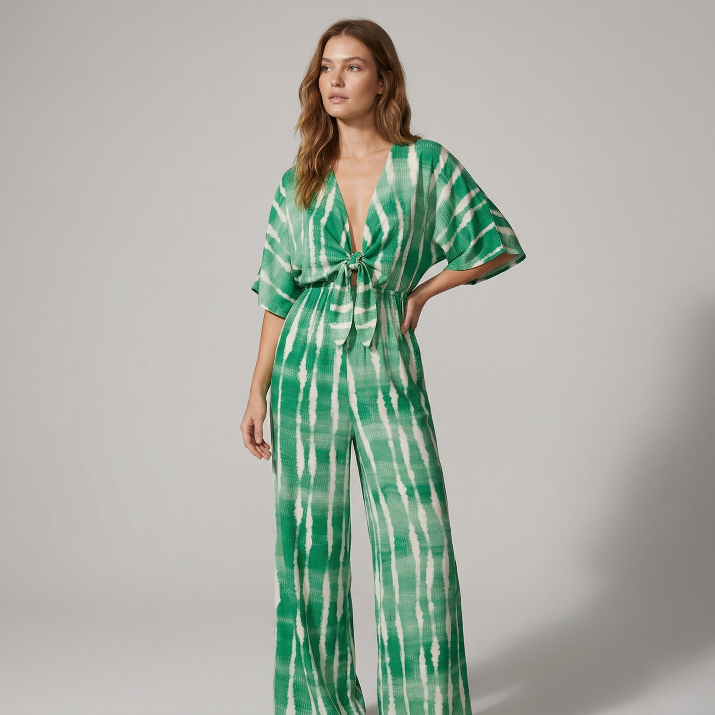 Vibonanza | Dames Jumpsuit Diepe V-hals Luchtig Polyester