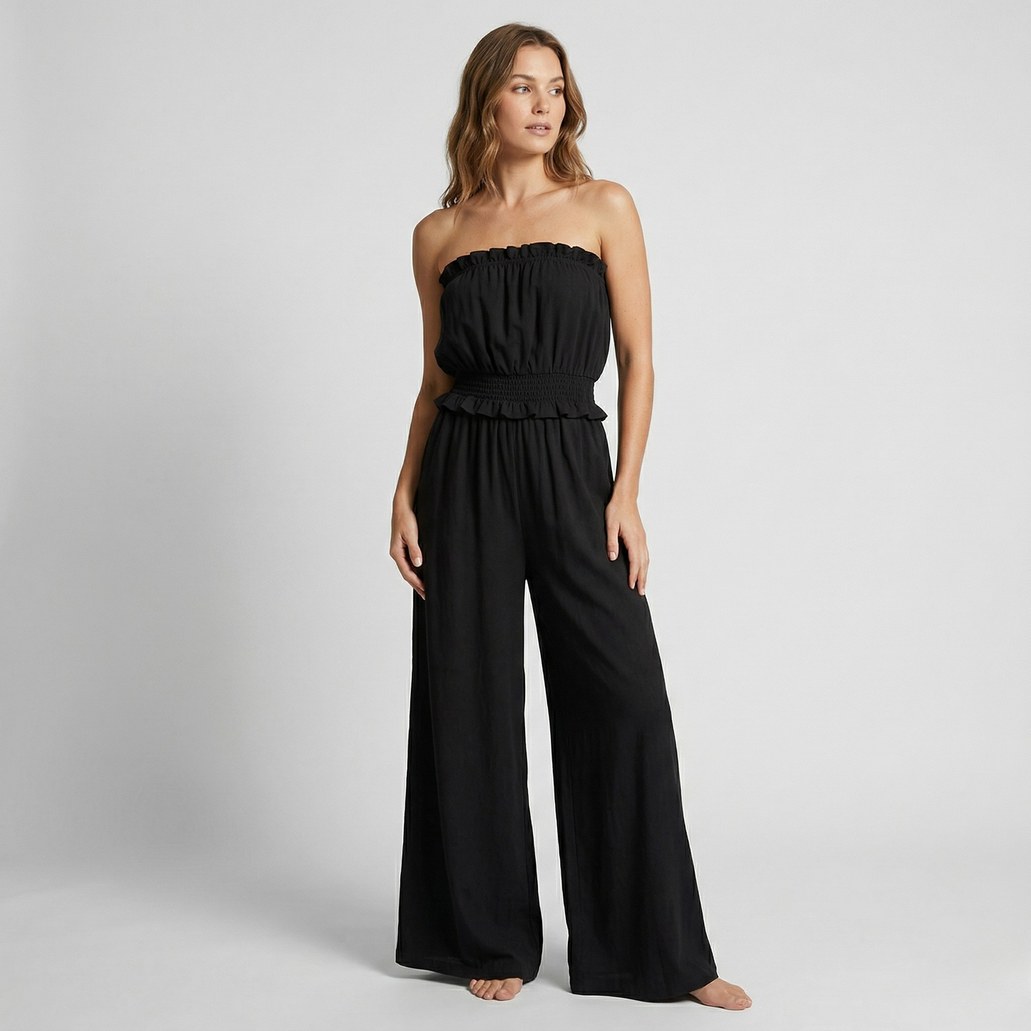 Vibonanza | Strapless Zwarte Jumpsuit Dames