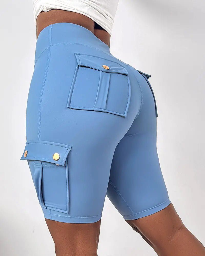 Vibonanza | Dames Korte Broek Hoge Taille met Cargo Zakken