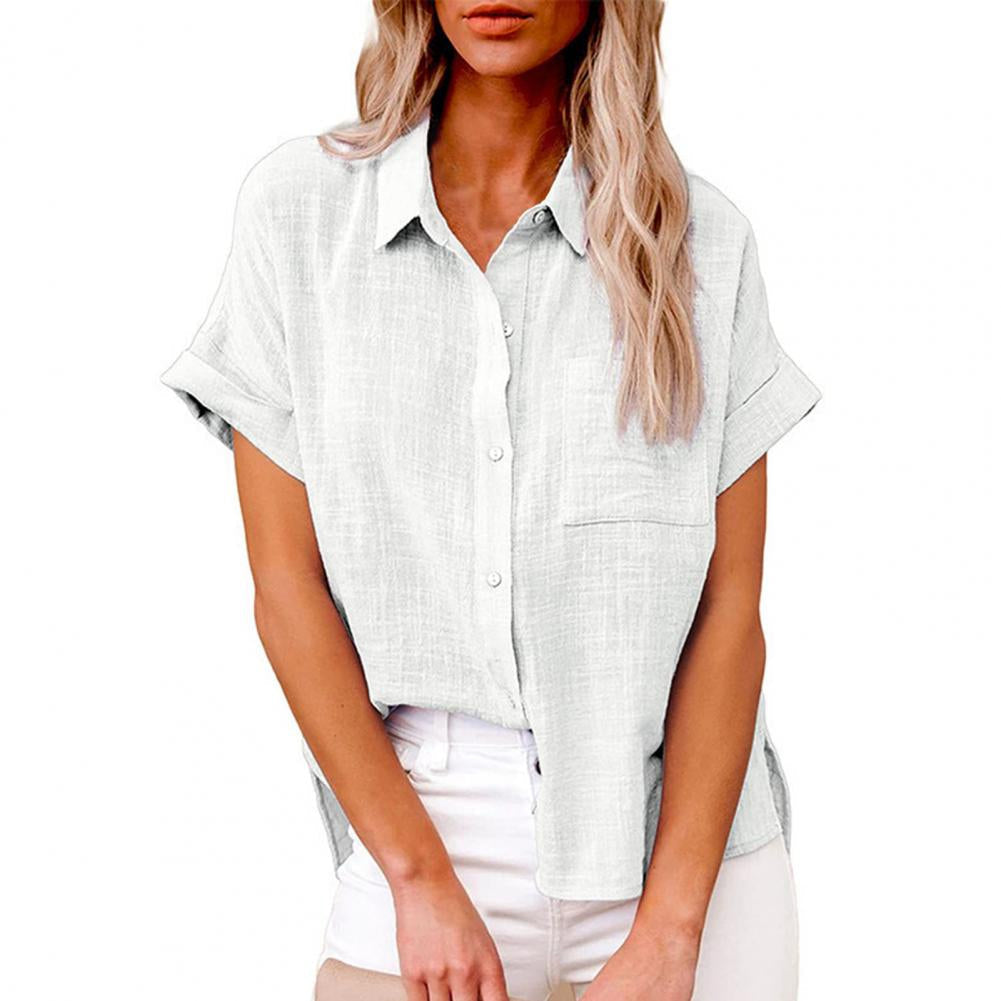 Vibonanza | Dames Zomerblouse Linnen Korte Mouw
