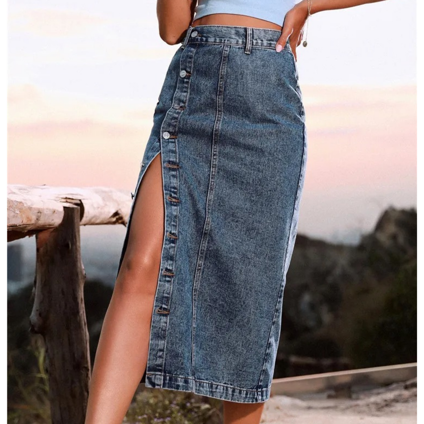Vibonanza | Dames Zwarte Denim A-lijn Rok