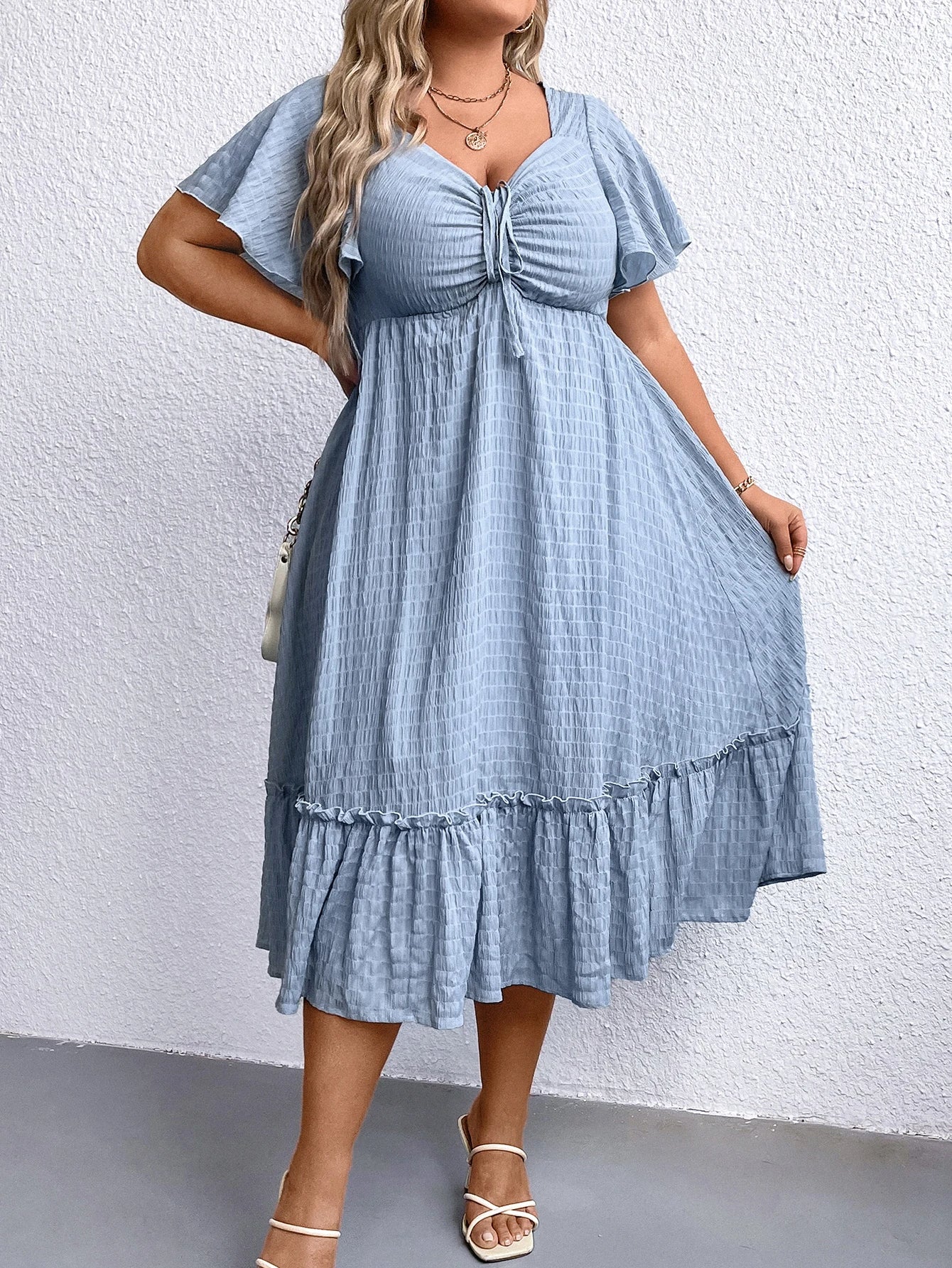 Vibonanza | Plus Size Zomerjurk Hartvormige Halslijn