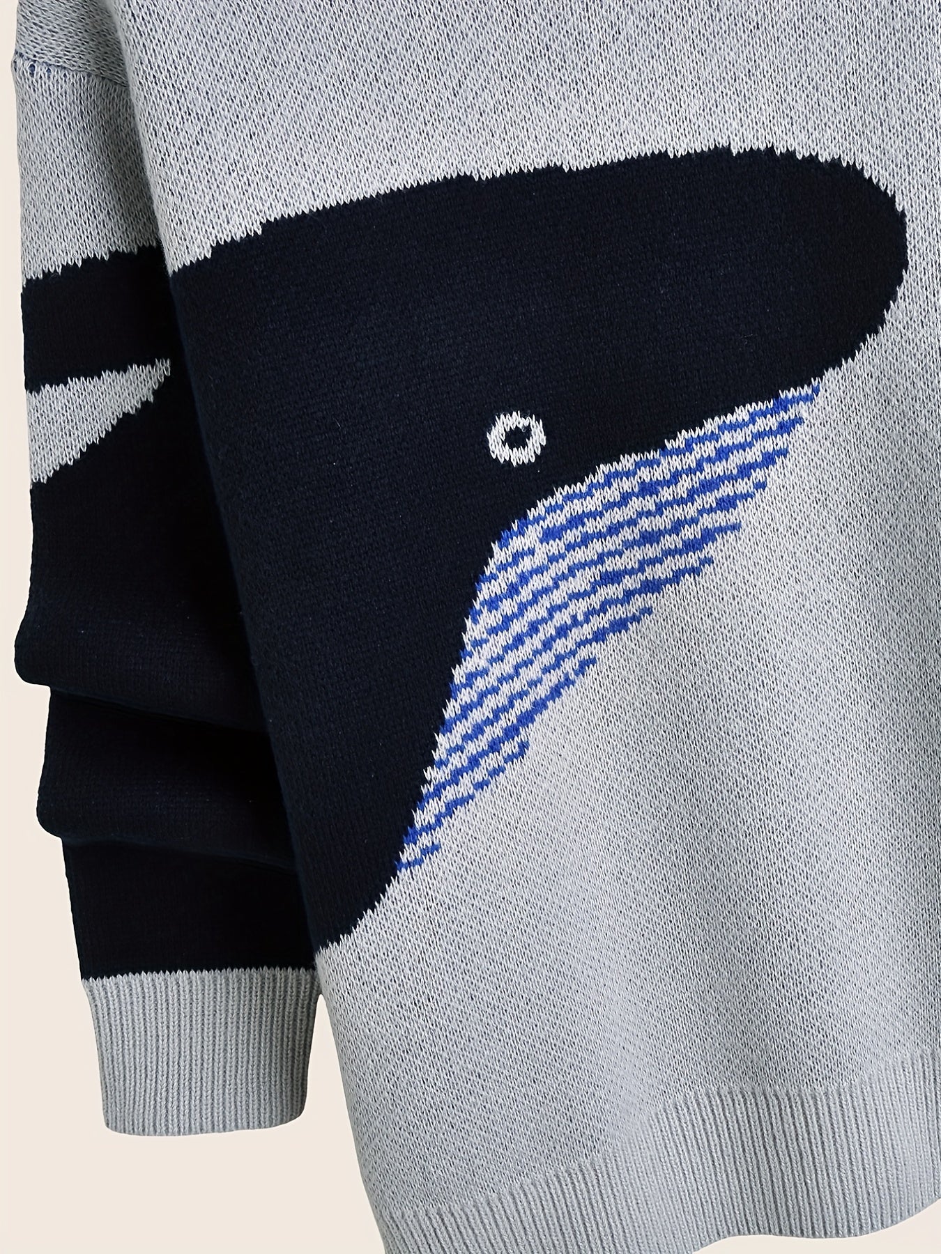Vibonanza | Heren Wol Trui met Cartoon Walvis Print