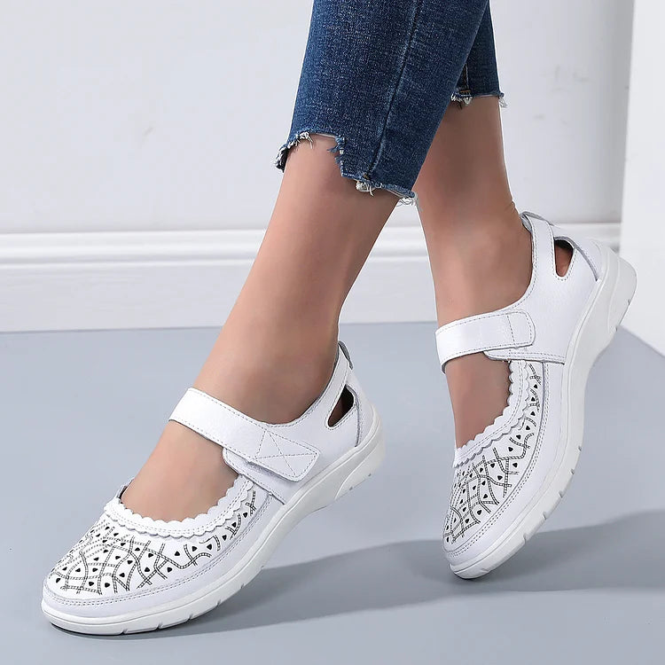 Vibonanza | Orthopedische Dames Loafers Wit Leer