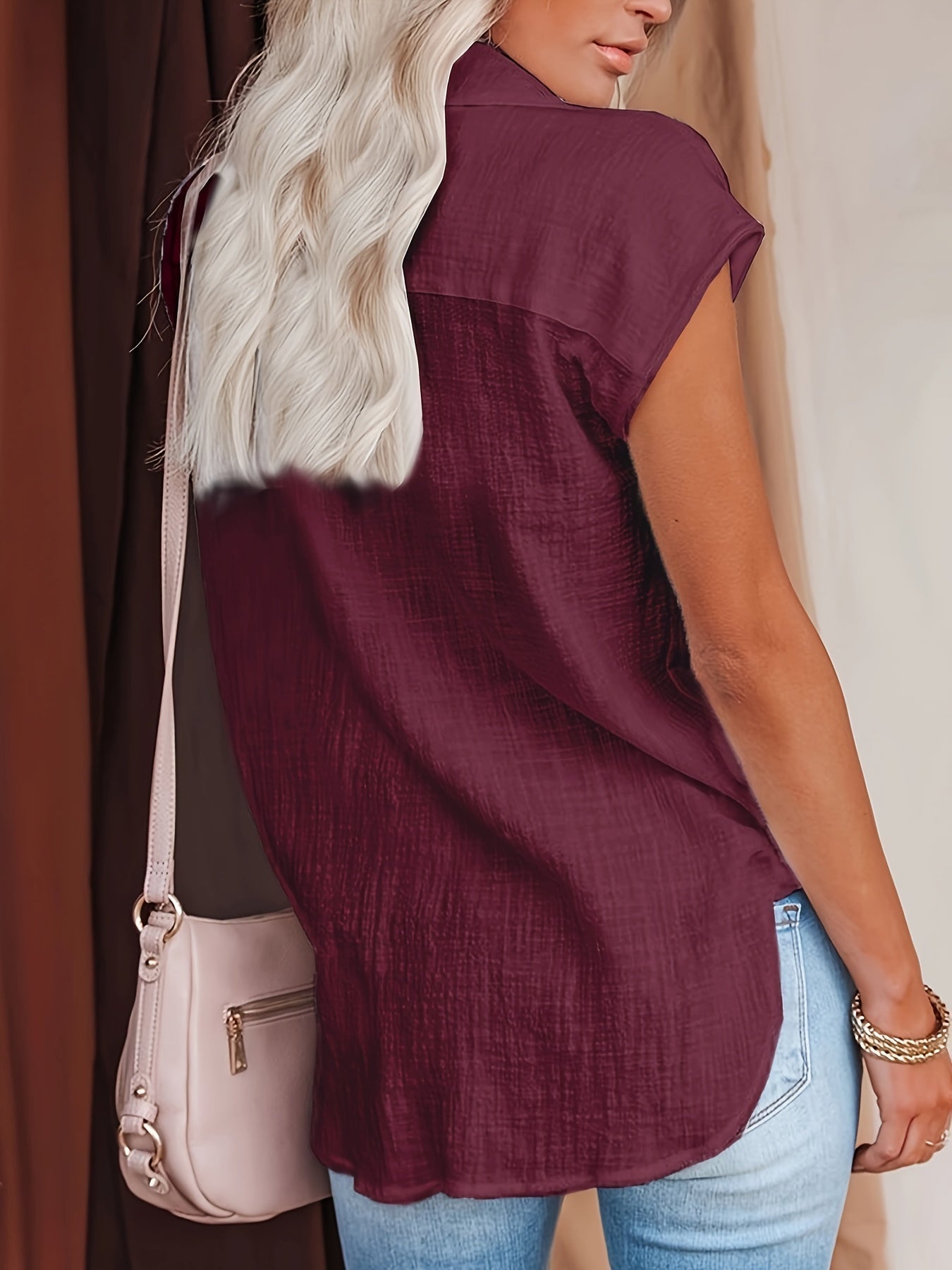 Vibonanza | Dames Blouse Korte Mouw Katoen Linnen