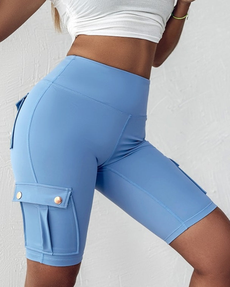Vibonanza | Dames Korte Broek Hoge Taille met Cargo Zakken