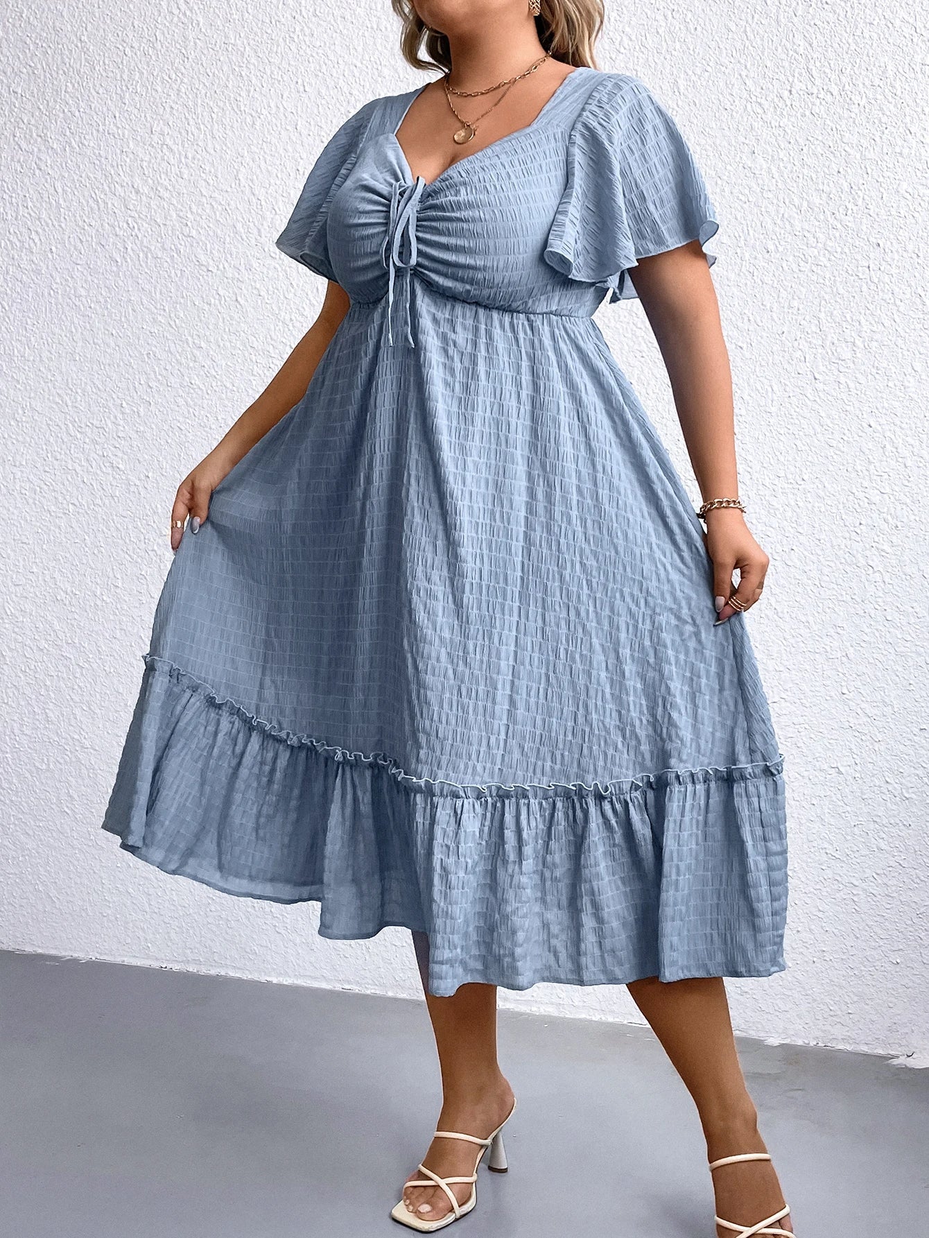 Vibonanza | Plus Size Zomerjurk Hartvormige Halslijn