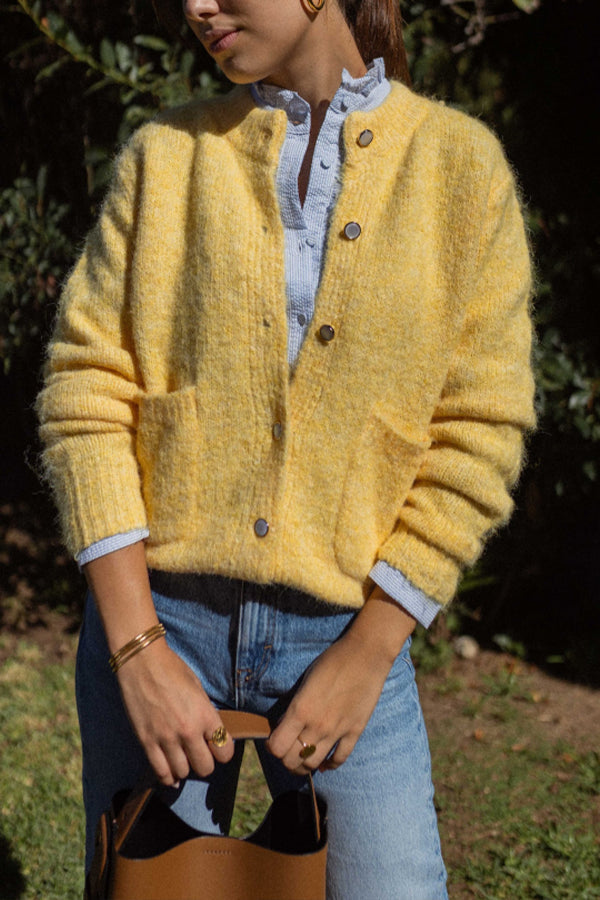 Vibonanza | Roze Cardigan met Knopen en Zakken