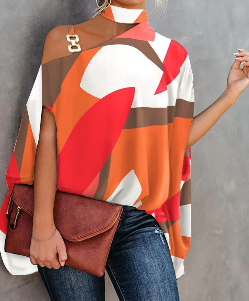 Vibonanza | Asymmetrische Vrouwentop met Geometrisch Patroon
