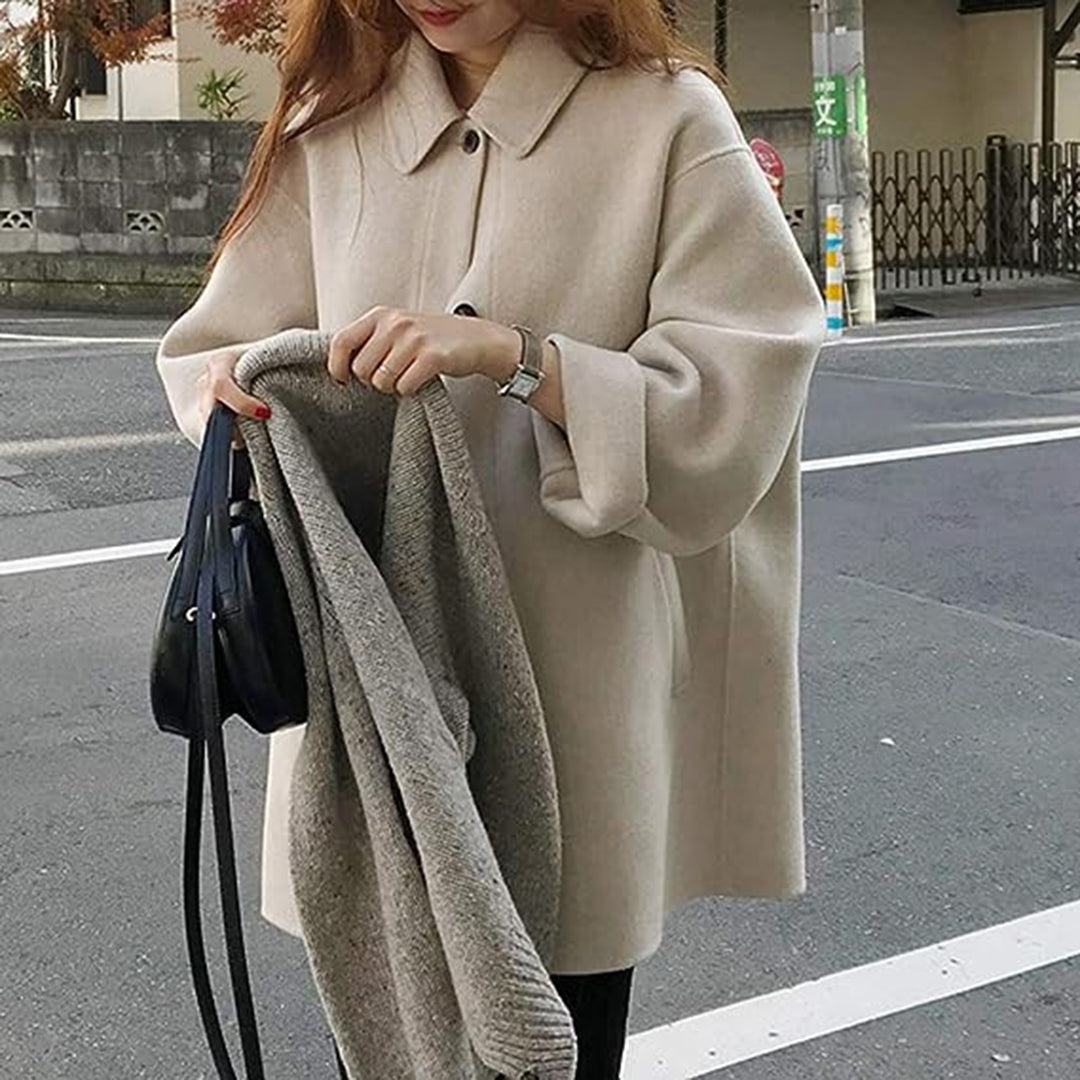 Vibonanza | Dames Camel Trenchcoat Wolmix