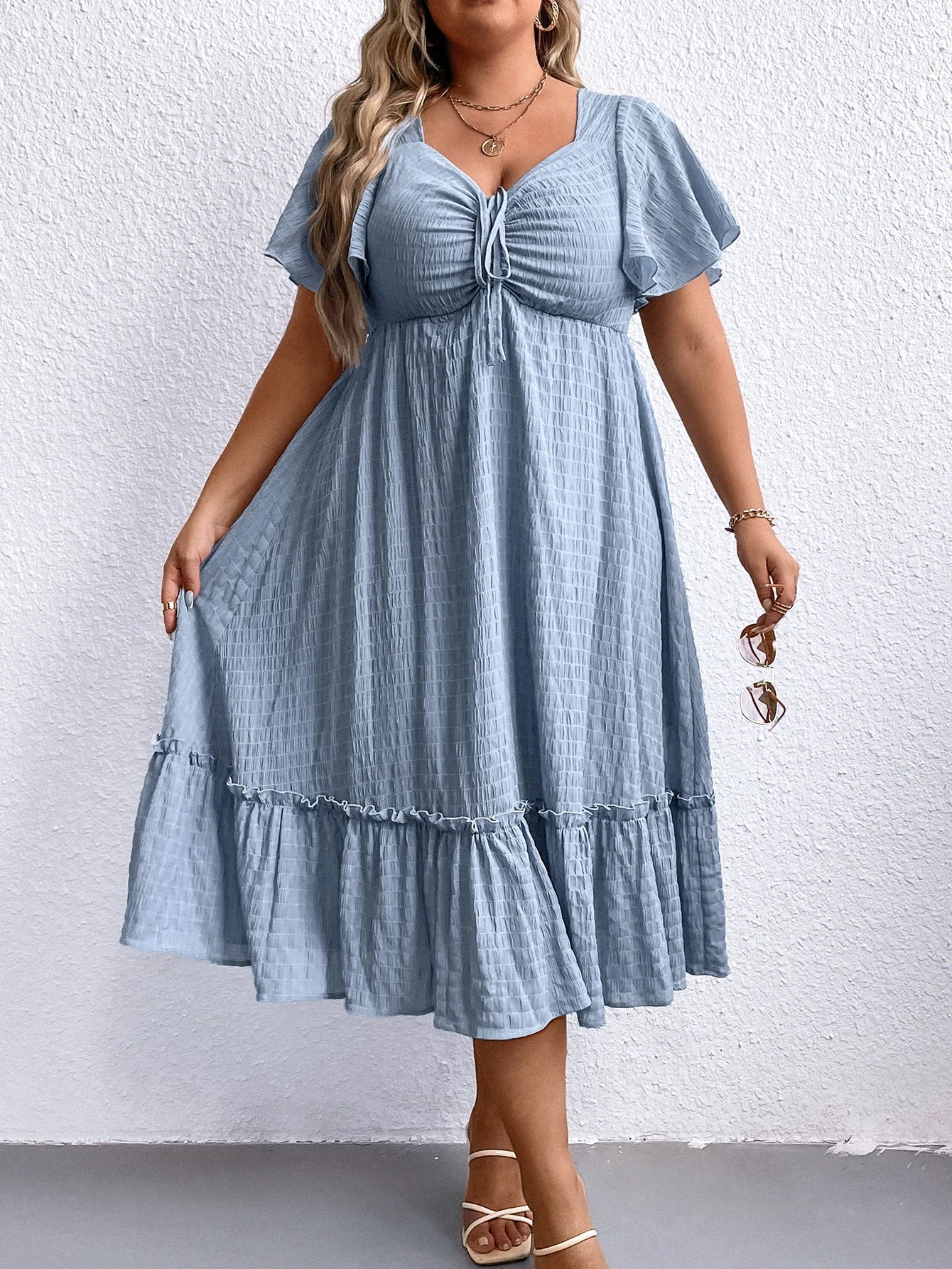 Vibonanza | Plus Size Zomerjurk Hartvormige Halslijn