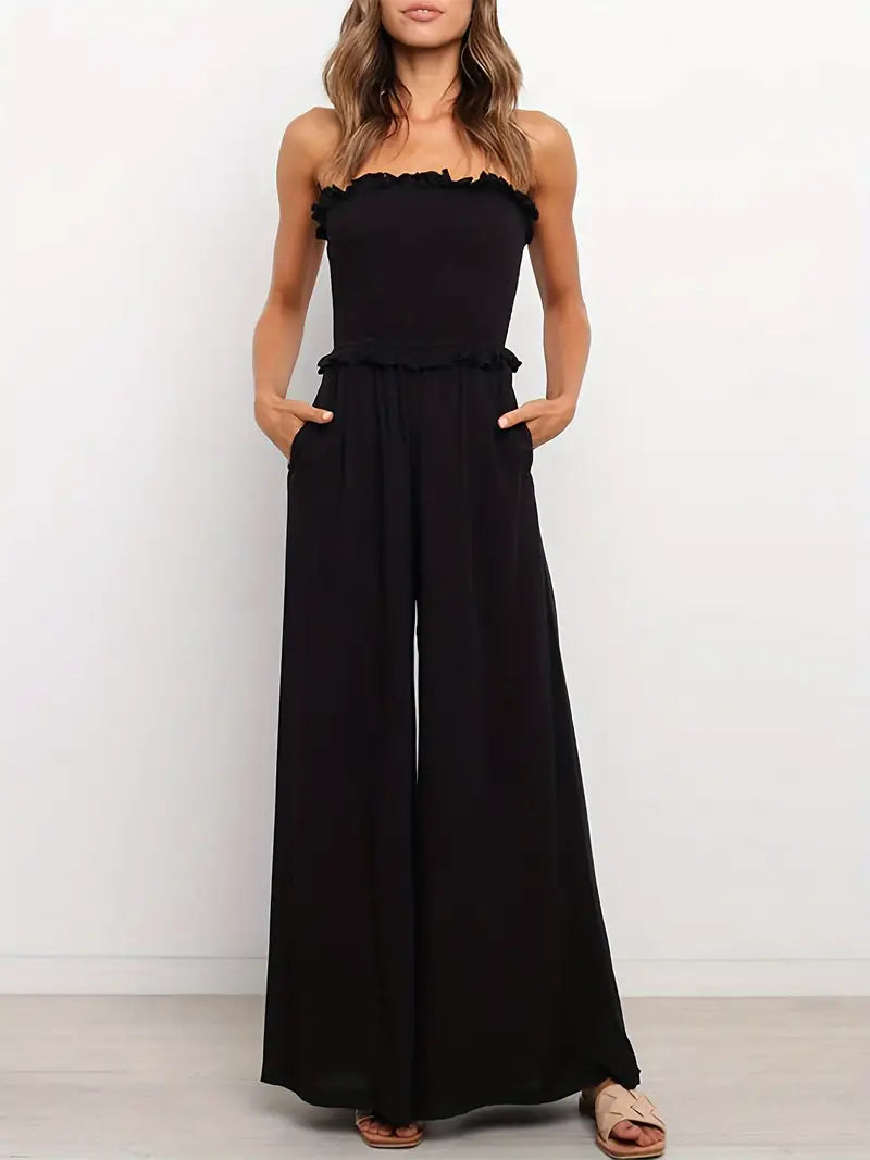 Vibonanza | Strapless Zwarte Jumpsuit Dames