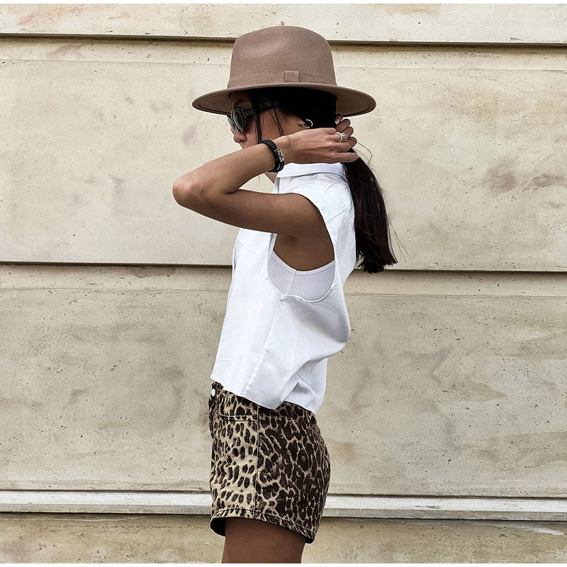 Vibonanza | Dames Hoog Taille Luipaardprint Shorts